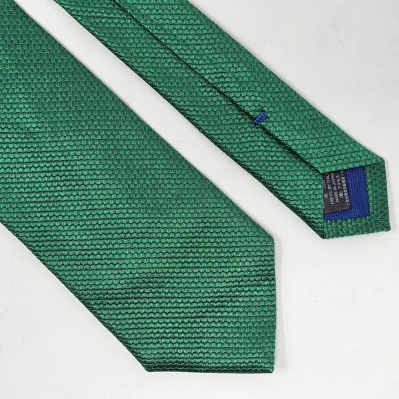 HILTON MADE IN JAPAN SILK TIE EMERALD GREEN SATIN WOVEN TEXTURED 3" X 57" - Picture 1 of 4